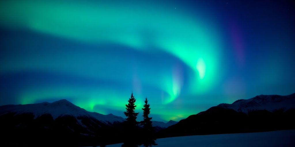 Atemberaubende Nordlichter über winterlicher Landschaft