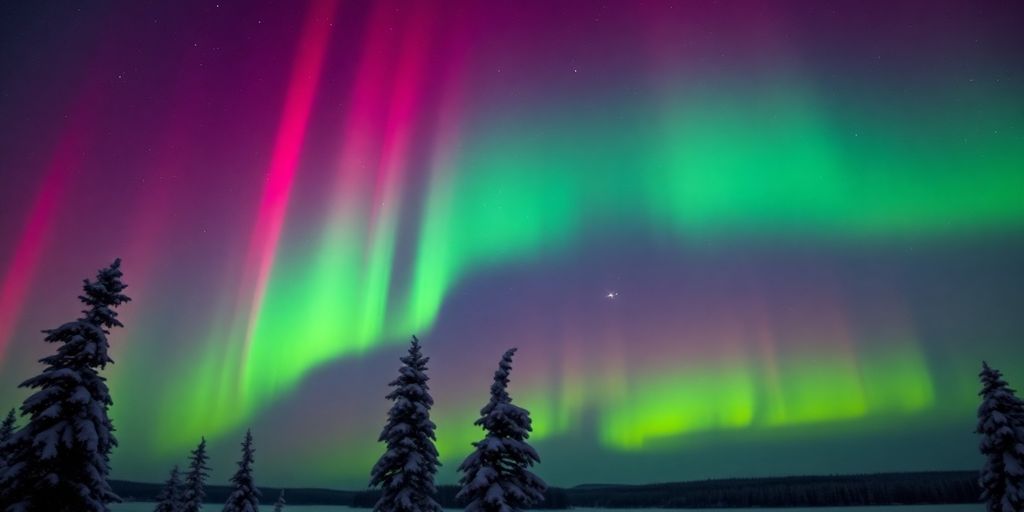 Nordlichter über verschneiter Landschaft