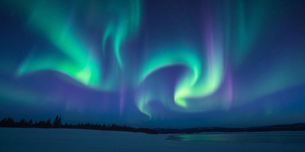 Nordlichter über ruhiger Winterlandschaft