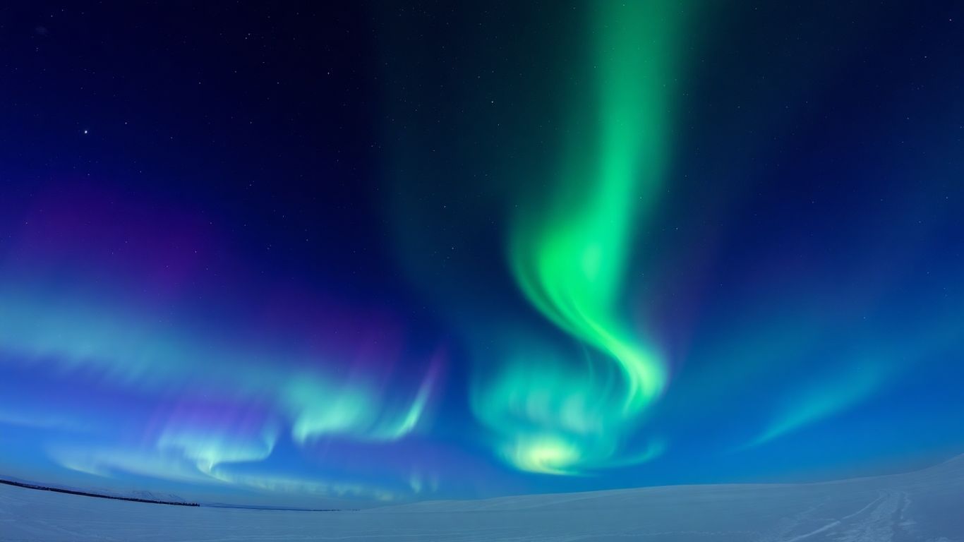 Nordlichter über einer verschneiten Landschaft